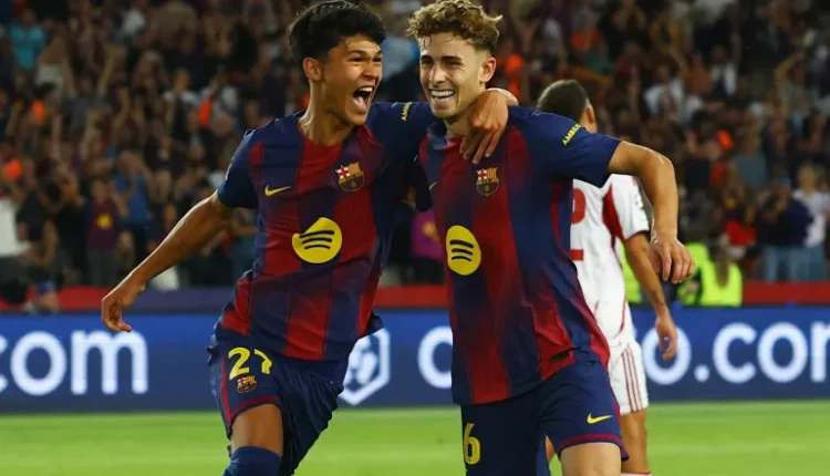 برشلونة يكتسح أولمبياكوس بسداسية في المونتجويك دوري أبطال أوروبا فيرمين لوبيز