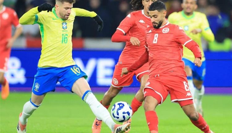 المنتخب التونسي يفرض التعادل بنتيجة 1-1 على البرازيل المباراة الودية ليل
