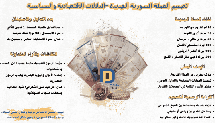 تصميم العملة السورية الجديدة – الدلالات الاقتصادية والسياسية فئات العملة الجديدة 10 ليرات حذف صفرين من العملة القديمة